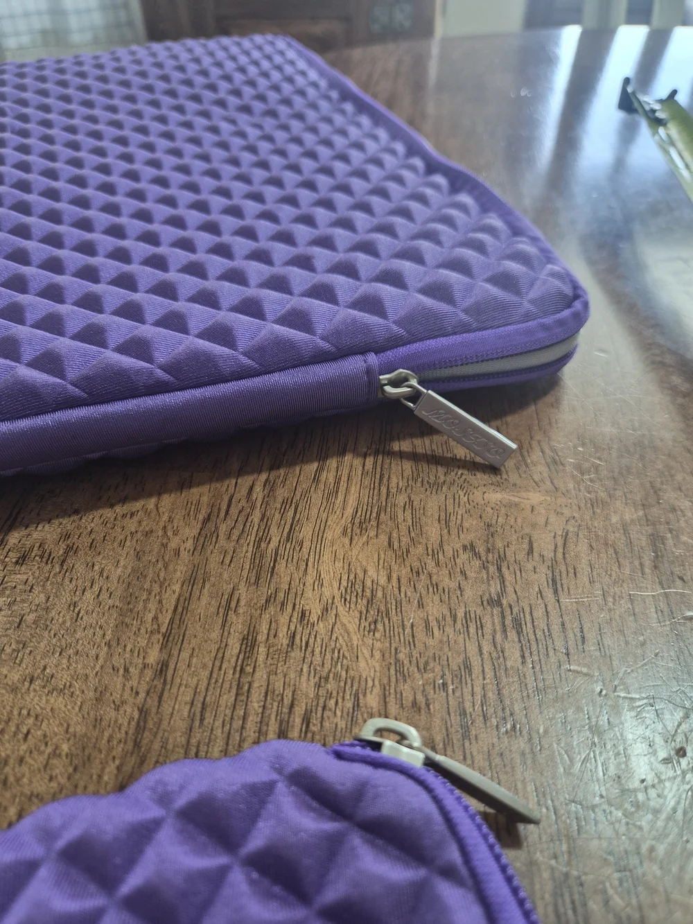 Purple Quilted Tablet Sleeve and Accessory Pouch